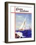 "Sailing by the Lighthouse," Country Gentleman Cover, August 1, 1938-Albert B. Marks-Framed Giclee Print