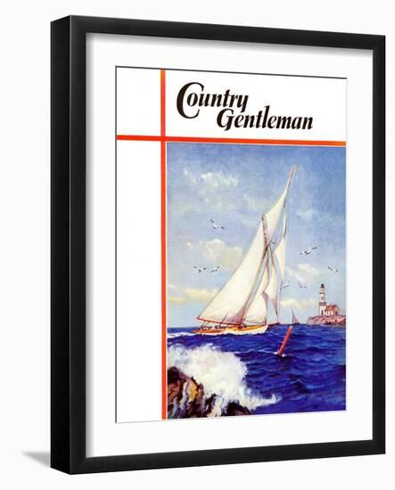 "Sailing by the Lighthouse," Country Gentleman Cover, August 1, 1938-Albert B. Marks-Framed Giclee Print