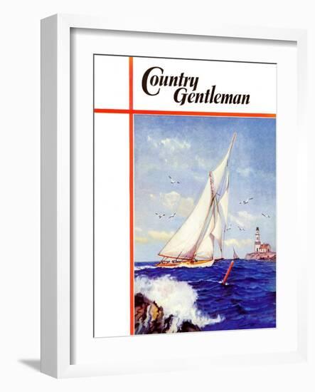 "Sailing by the Lighthouse," Country Gentleman Cover, August 1, 1938-Albert B. Marks-Framed Giclee Print