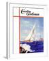 "Sailing by the Lighthouse," Country Gentleman Cover, August 1, 1938-Albert B. Marks-Framed Giclee Print