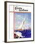 "Sailing by the Lighthouse," Country Gentleman Cover, August 1, 1938-Albert B. Marks-Framed Giclee Print