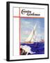 "Sailing by the Lighthouse," Country Gentleman Cover, August 1, 1938-Albert B. Marks-Framed Giclee Print