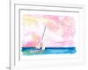 Sailing Fast through Ocean Spray into Sunset and next Port of Call-M. Bleichner-Framed Art Print