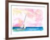 Sailing Fast through Ocean Spray into Sunset and next Port of Call-M. Bleichner-Framed Art Print