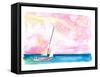 Sailing Fast through Ocean Spray into Sunset and next Port of Call-M. Bleichner-Framed Stretched Canvas