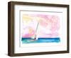 Sailing Fast through Ocean Spray into Sunset and next Port of Call-M. Bleichner-Framed Art Print