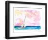 Sailing Fast through Ocean Spray into Sunset and next Port of Call-M. Bleichner-Framed Art Print