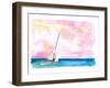 Sailing Fast through Ocean Spray into Sunset and next Port of Call-M. Bleichner-Framed Art Print