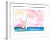 Sailing Fast through Ocean Spray into Sunset and next Port of Call-M. Bleichner-Framed Art Print