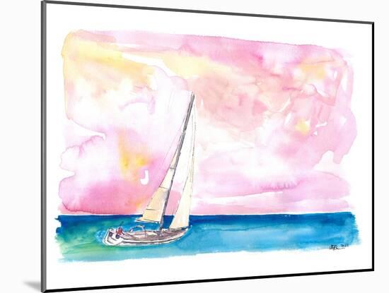 Sailing Fast through Ocean Spray into Sunset and next Port of Call-M. Bleichner-Mounted Art Print