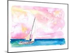Sailing Fast through Ocean Spray into Sunset and next Port of Call-M. Bleichner-Mounted Art Print