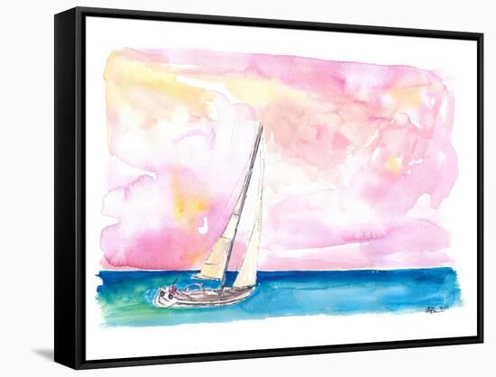 Sailing Fast through Ocean Spray into Sunset and next Port of Call-M. Bleichner-Framed Stretched Canvas