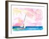 Sailing Fast through Ocean Spray into Sunset and next Port of Call-M. Bleichner-Framed Art Print