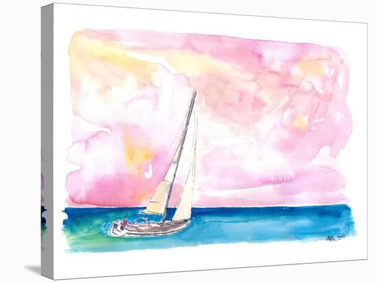 Sailing Fast through Ocean Spray into Sunset and next Port of Call-M. Bleichner-Stretched Canvas