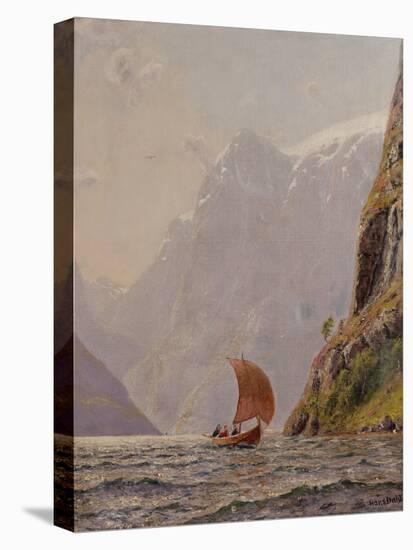 Sailing in a Fjord-Hans Dahl-Stretched Canvas