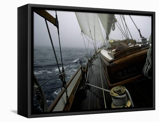 Sailing in Stormy Weather, Ticondergoa Race-Michael Brown-Framed Stretched Canvas