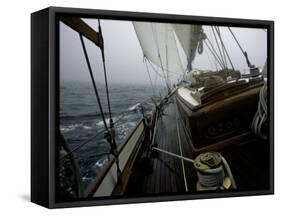 Sailing in Stormy Weather, Ticondergoa Race-Michael Brown-Framed Stretched Canvas