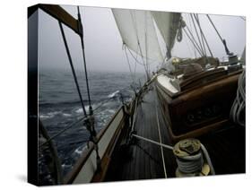 Sailing in Stormy Weather, Ticondergoa Race-Michael Brown-Stretched Canvas