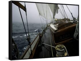 Sailing in Stormy Weather, Ticondergoa Race-Michael Brown-Framed Stretched Canvas