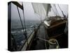 Sailing in Stormy Weather, Ticondergoa Race-Michael Brown-Stretched Canvas