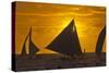 Sailing in the Ocean at Sunset, Boracay Island, Aklan Province, Philippines-Keren Su-Stretched Canvas