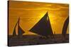 Sailing in the Ocean at Sunset, Boracay Island, Aklan Province, Philippines-Keren Su-Stretched Canvas