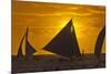 Sailing in the Ocean at Sunset, Boracay Island, Aklan Province, Philippines-Keren Su-Mounted Photographic Print