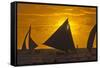 Sailing in the Ocean at Sunset, Boracay Island, Aklan Province, Philippines-Keren Su-Framed Stretched Canvas