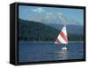 Sailing on Lake Siskiyou, Mt. Shasta, CA-Mark Gibson-Framed Stretched Canvas