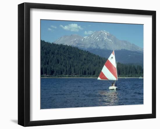 Sailing on Lake Siskiyou, Mt. Shasta, CA-Mark Gibson-Framed Premium Photographic Print