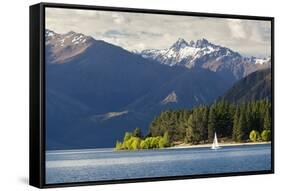 Sailing on Lake Wanaka, Wanaka, Otago, South Island, New Zealand, Pacific-Stuart Black-Framed Stretched Canvas