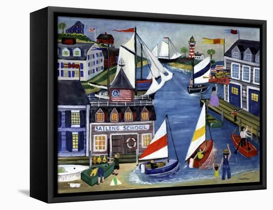 Sailing School Folk Art Cheryl Bartley-Cheryl Bartley-Framed Stretched Canvas