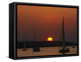 Sailing Season Begins, Gilford, New Hampshire-Jim Cole-Framed Stretched Canvas