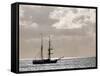 Sailing Ship Anchored in Front of Hanga Roa, Easter Island's Main Settlement-John Warburton-lee-Framed Stretched Canvas