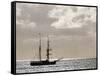 Sailing Ship Anchored in Front of Hanga Roa, Easter Island's Main Settlement-John Warburton-lee-Framed Stretched Canvas