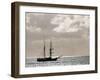 Sailing Ship Anchored in Front of Hanga Roa, Easter Island's Main Settlement-John Warburton-lee-Framed Photographic Print