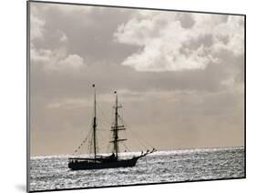 Sailing Ship Anchored in Front of Hanga Roa, Easter Island's Main Settlement-John Warburton-lee-Mounted Photographic Print