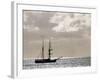 Sailing Ship Anchored in Front of Hanga Roa, Easter Island's Main Settlement-John Warburton-lee-Framed Photographic Print