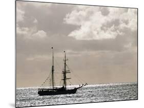 Sailing Ship Anchored in Front of Hanga Roa, Easter Island's Main Settlement-John Warburton-lee-Mounted Photographic Print