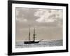 Sailing Ship Anchored in Front of Hanga Roa, Easter Island's Main Settlement-John Warburton-lee-Framed Photographic Print