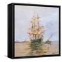 Sailing Ship Being Tugged to Shore-null-Framed Stretched Canvas