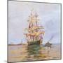 Sailing Ship Being Tugged to Shore-null-Mounted Giclee Print