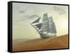 Sailing Ship In Desert-Mike_Kiev-Framed Stretched Canvas