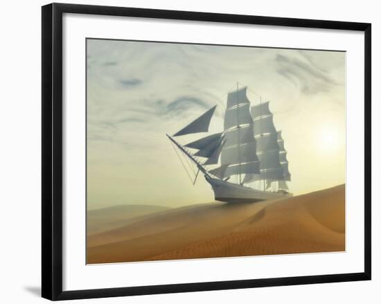 Sailing Ship In Desert-Mike_Kiev-Framed Art Print