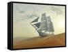 Sailing Ship In Desert-Mike_Kiev-Framed Stretched Canvas