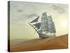 Sailing Ship In Desert-Mike_Kiev-Stretched Canvas