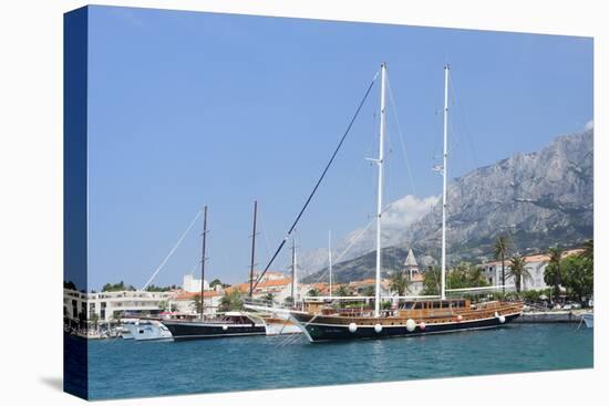 Sailing Ship in the Harbour of Makarska-Markus Lange-Stretched Canvas