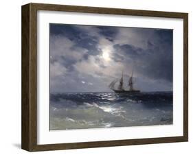 Sailing ship in the moonlight on a calm sea, 1874-Ivan Konstantinovich Aivazovsky-Framed Giclee Print