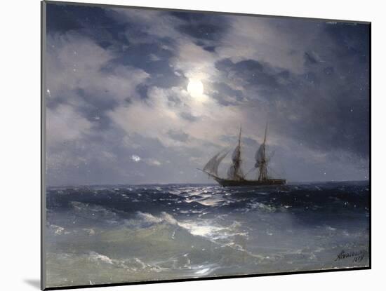 Sailing ship in the moonlight on a calm sea, 1874-Ivan Konstantinovich Aivazovsky-Mounted Giclee Print