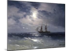 Sailing ship in the moonlight on a calm sea, 1874-Ivan Konstantinovich Aivazovsky-Mounted Giclee Print